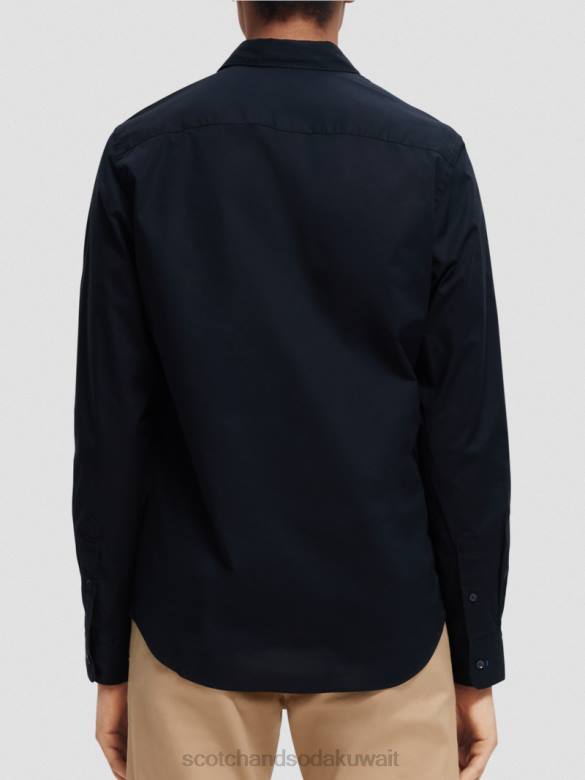 ملابس Scotch & Soda قميص عضوي أساسي ذو قصة ضيقة ليلة رجال N0V4309