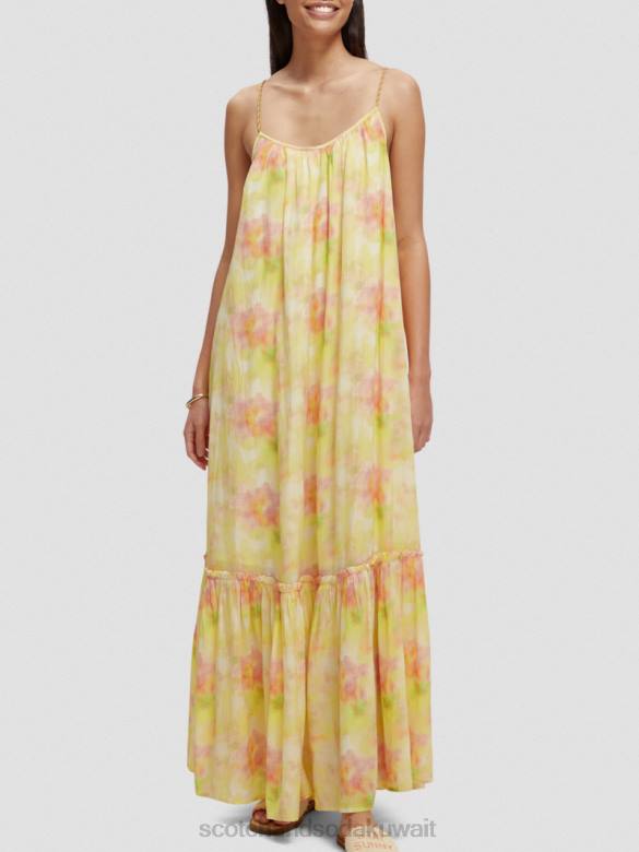 ملابس Scotch & Soda فستان ماكسي بطبقات صبغة ربطة عنق متعددة نحيف N0V431