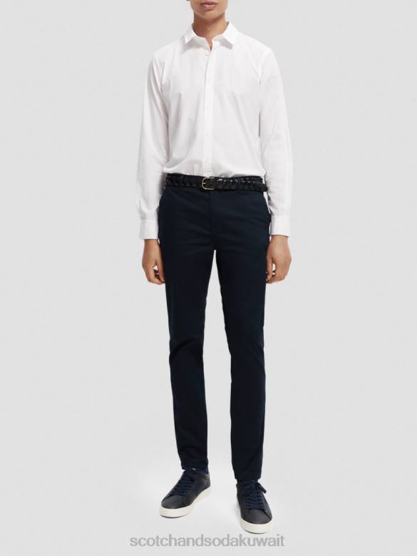 ملابس Scotch & Soda قميص عضوي أساسي ذو قصة ضيقة أبيض رجال N0V4310