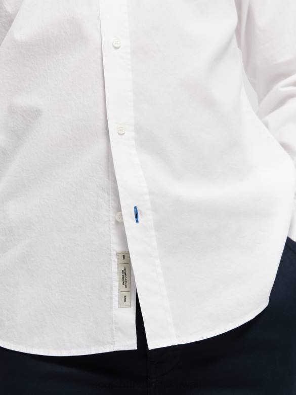 ملابس Scotch & Soda قميص عضوي أساسي ذو قصة ضيقة أبيض رجال N0V4310