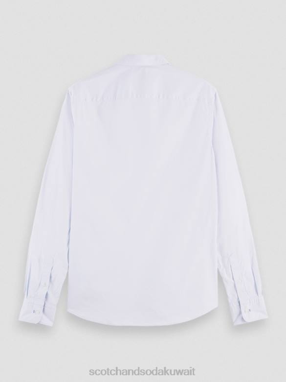 ملابس Scotch & Soda قميص عضوي أساسي ذو قصة ضيقة أزرق رجال N0V4311