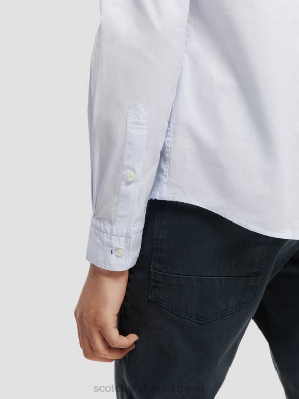ملابس Scotch & Soda قميص عضوي أساسي ذو قصة ضيقة أزرق رجال N0V4311
