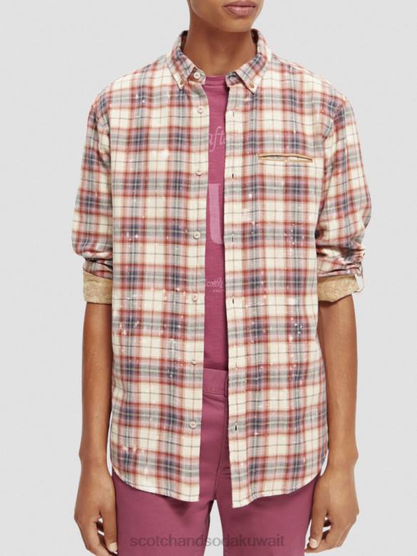 ملابس Scotch & Soda قميص عضوي مربعات مع أكمام قابلة للتعديل التحرير والسرد أ رجال N0V4312