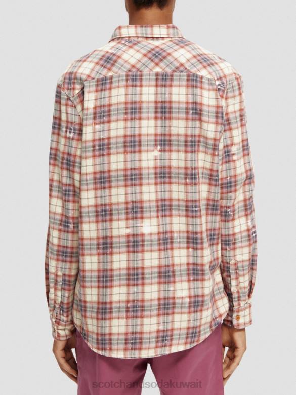 ملابس Scotch & Soda قميص عضوي مربعات مع أكمام قابلة للتعديل التحرير والسرد أ رجال N0V4312
