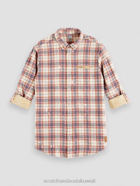 ملابس Scotch & Soda قميص عضوي مربعات مع أكمام قابلة للتعديل التحرير والسرد أ رجال N0V4312
