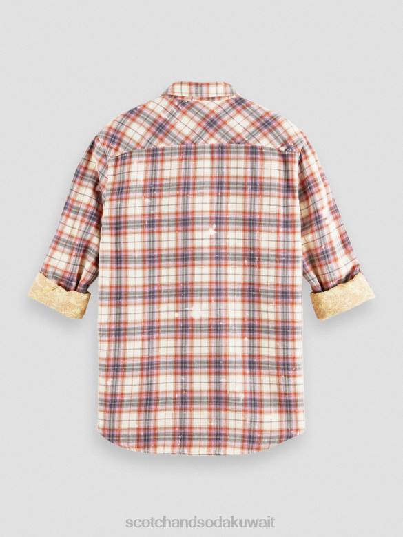 ملابس Scotch & Soda قميص عضوي مربعات مع أكمام قابلة للتعديل التحرير والسرد أ رجال N0V4312