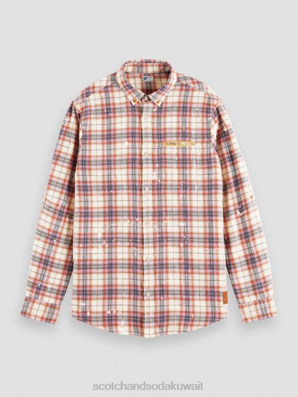 ملابس Scotch & Soda قميص عضوي مربعات مع أكمام قابلة للتعديل التحرير والسرد أ رجال N0V4312