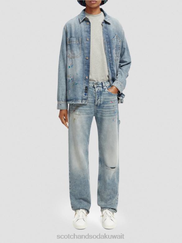 ملابس Scotch & Soda قميص من الدنيم مطلي بالطلاء النيلي المغسول رجال N0V4313