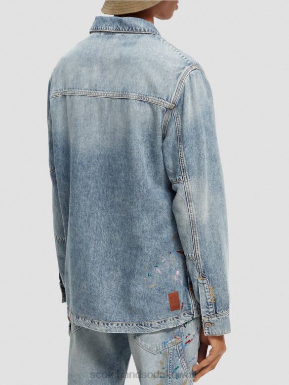 ملابس Scotch & Soda قميص من الدنيم مطلي بالطلاء النيلي المغسول رجال N0V4313