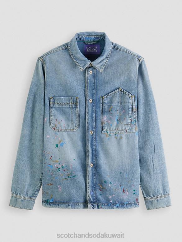 ملابس Scotch & Soda قميص من الدنيم مطلي بالطلاء النيلي المغسول رجال N0V4313