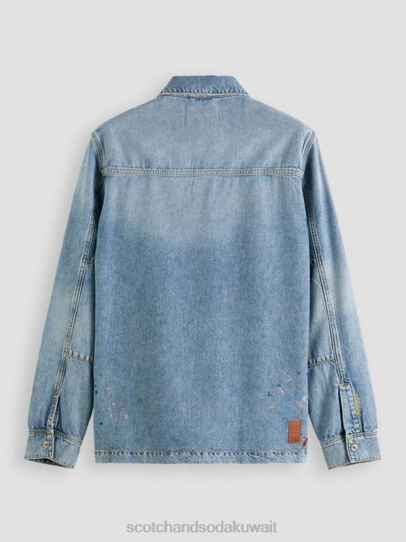 ملابس Scotch & Soda قميص من الدنيم مطلي بالطلاء النيلي المغسول رجال N0V4313