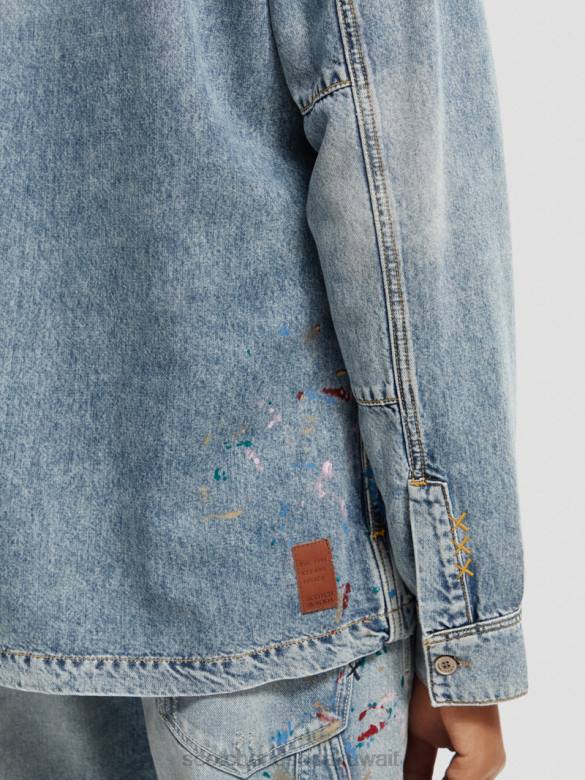 ملابس Scotch & Soda قميص من الدنيم مطلي بالطلاء النيلي المغسول رجال N0V4313