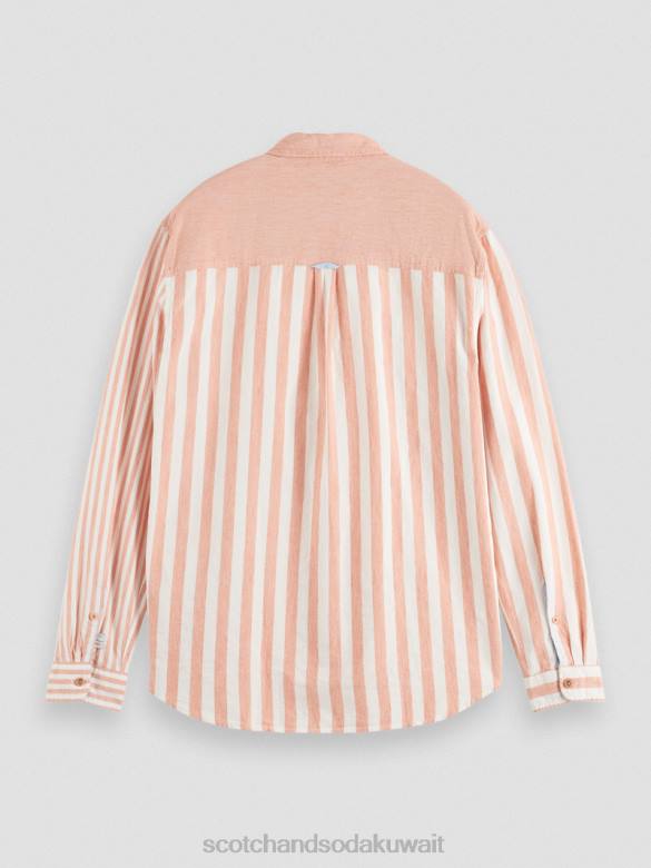 ملابس Scotch & Soda قميص شامبراي مختلط خفيف الوزن ومقاس مريح الكرز رجال N0V4315