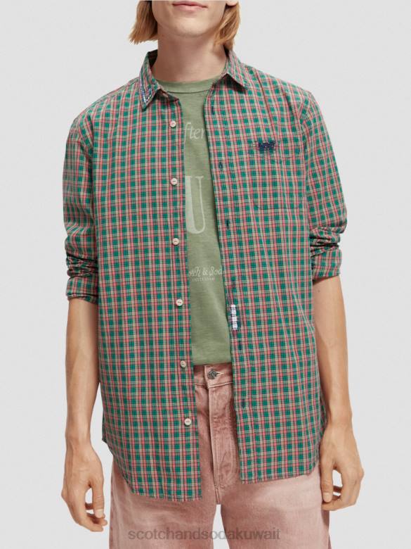 ملابس Scotch & Soda قميص من قماش البوبلين القطني العضوي التحرير والسرد أ رجال N0V4316