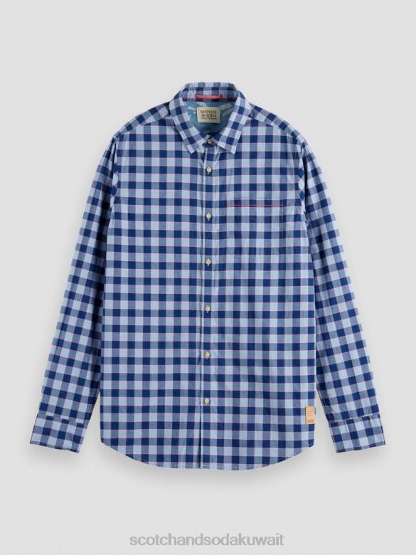 ملابس Scotch & Soda قميص مربعات خفيف الوزن ذو قصة عادية التحرير والسرد ب رجال N0V4317