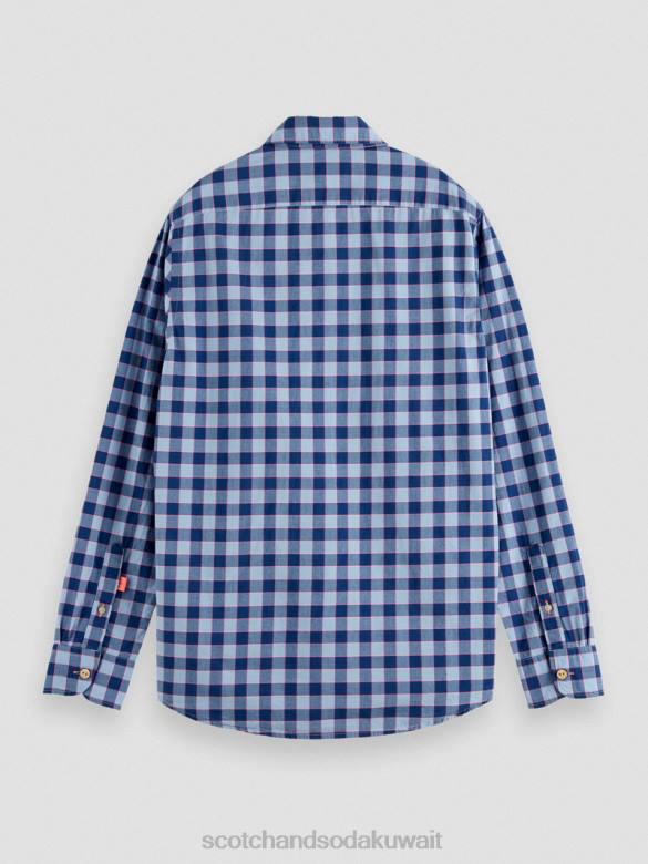ملابس Scotch & Soda قميص مربعات خفيف الوزن ذو قصة عادية التحرير والسرد ب رجال N0V4317