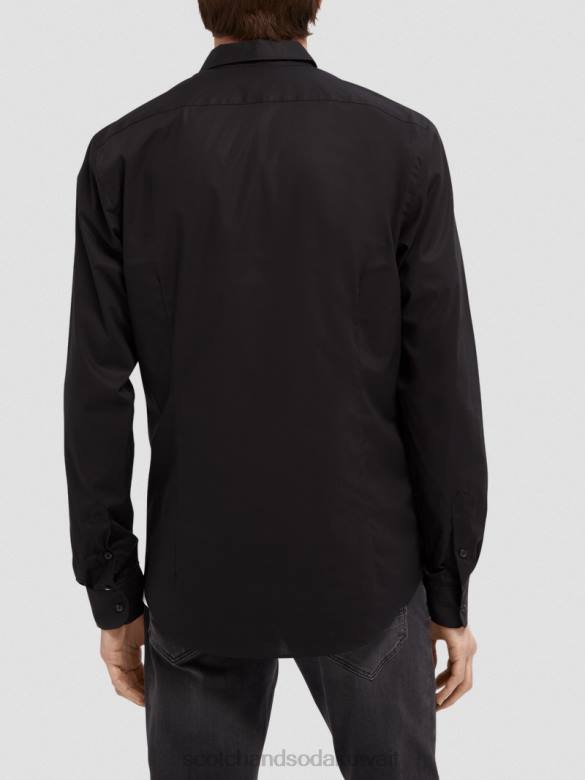 ملابس Scotch & Soda قميص كلاسيكي مطاطي | جسد مثالي أسود رجال N0V4319
