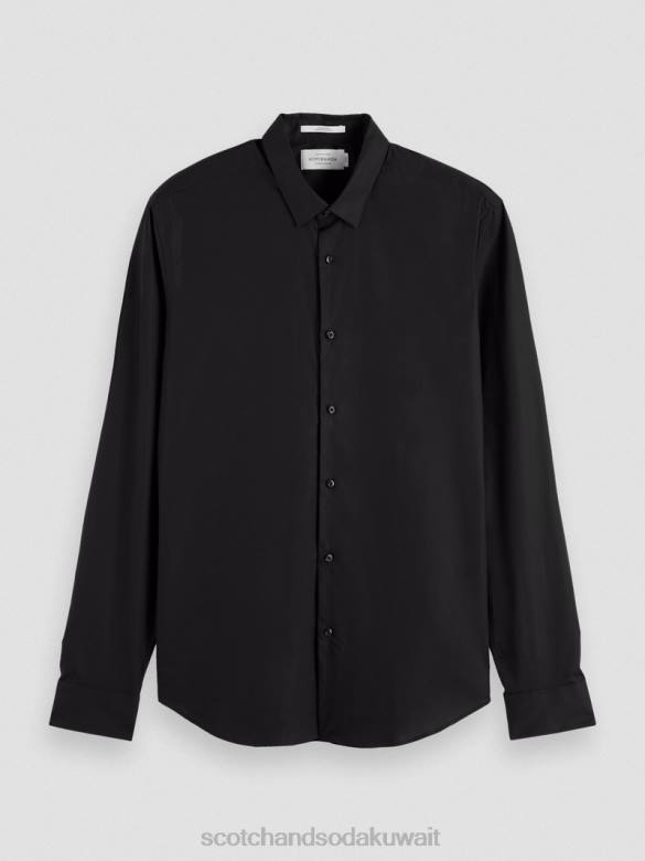 ملابس Scotch & Soda قميص كلاسيكي مطاطي | جسد مثالي أسود رجال N0V4319
