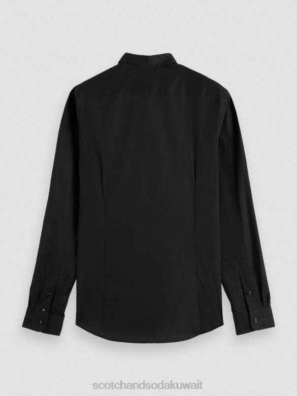 ملابس Scotch & Soda قميص كلاسيكي مطاطي | جسد مثالي أسود رجال N0V4319