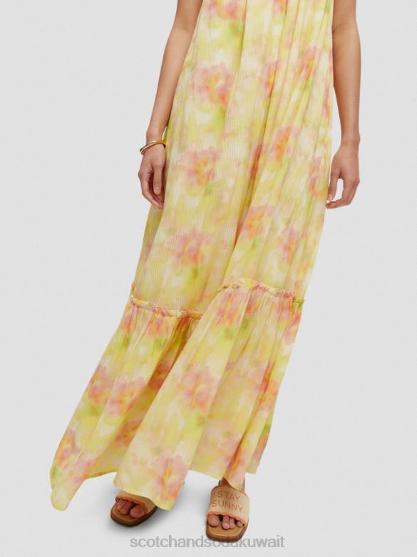 ملابس Scotch & Soda فستان ماكسي بطبقات صبغة ربطة عنق متعددة نحيف N0V431