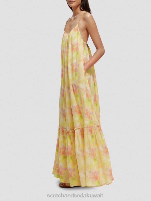 ملابس Scotch & Soda فستان ماكسي بطبقات صبغة ربطة عنق متعددة نحيف N0V431