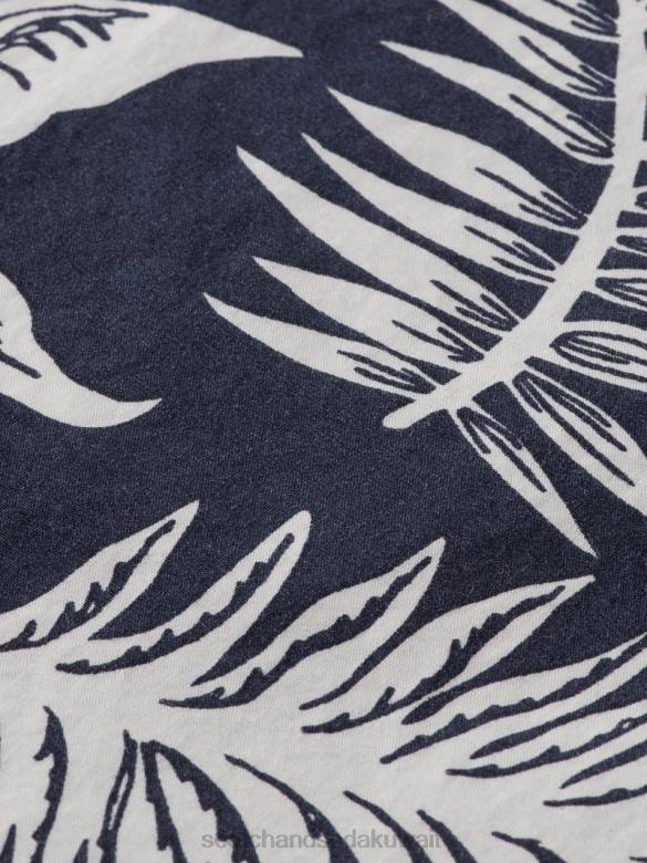 ملابس Scotch & Soda قميص بوبلين مطبوع بقصة عادية ورقة البحرية رجال N0V4332