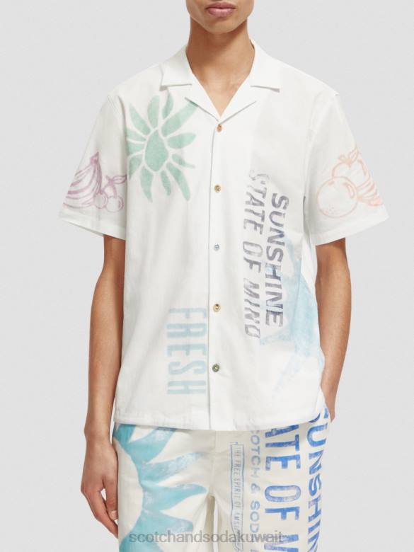 ملابس Scotch & Soda قميص تخييم مطبوع بمقاس عادي طباعة الطوابع رجال N0V4333