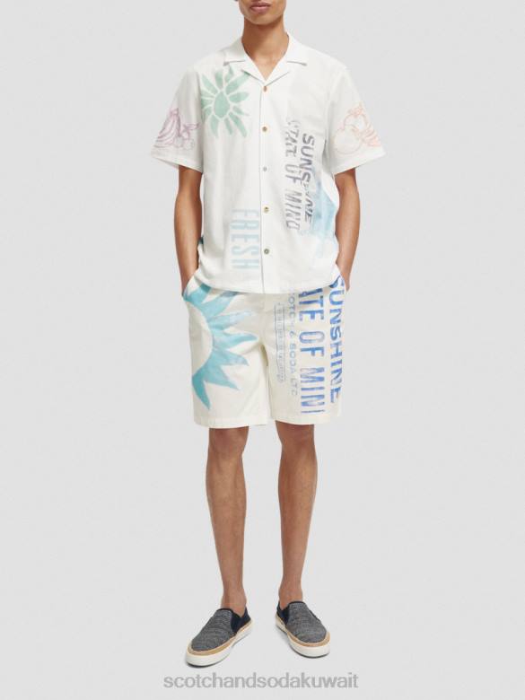 ملابس Scotch & Soda قميص تخييم مطبوع بمقاس عادي طباعة الطوابع رجال N0V4333