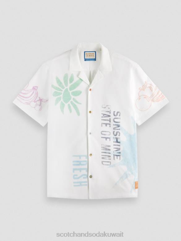 ملابس Scotch & Soda قميص تخييم مطبوع بمقاس عادي طباعة الطوابع رجال N0V4333