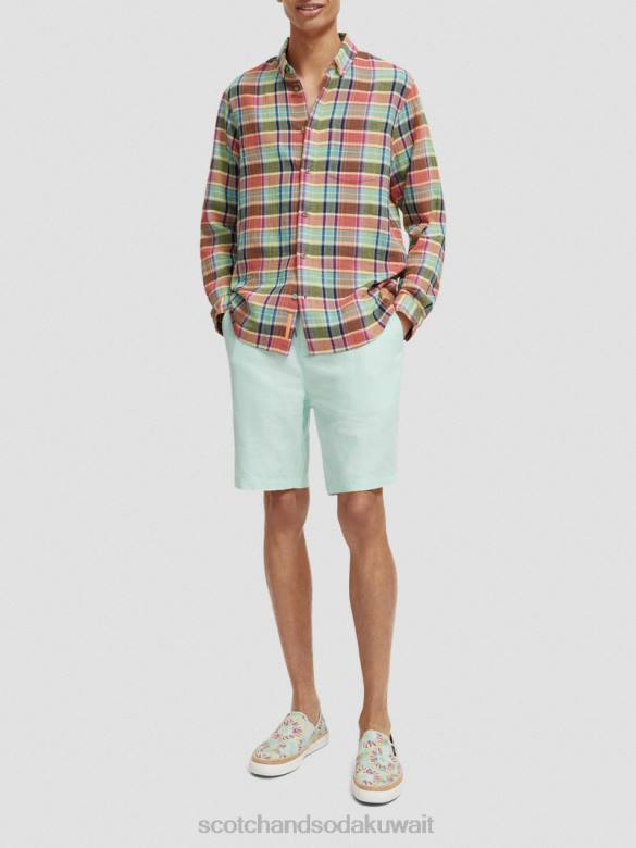 ملابس Scotch & Soda قميص ذو قصة عادية مع إمكانية تعديل الأكمام فحص متعدد رجال N0V4335