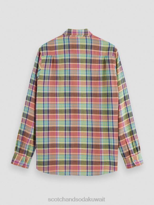 ملابس Scotch & Soda قميص ذو قصة عادية مع إمكانية تعديل الأكمام فحص متعدد رجال N0V4335