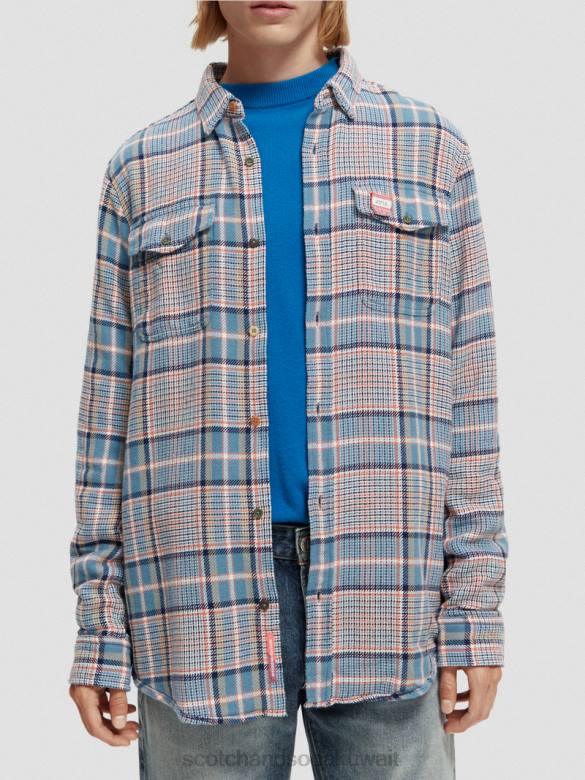 ملابس Scotch & Soda قميص من الفلانيل المصقول ذو المقاس العادي التحرير والسرد ب رجال N0V4336