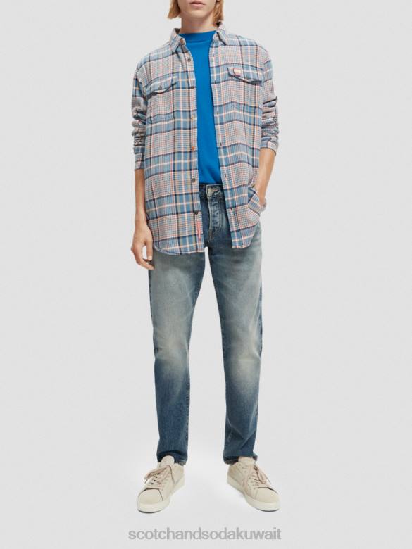 ملابس Scotch & Soda قميص من الفلانيل المصقول ذو المقاس العادي التحرير والسرد ب رجال N0V4336