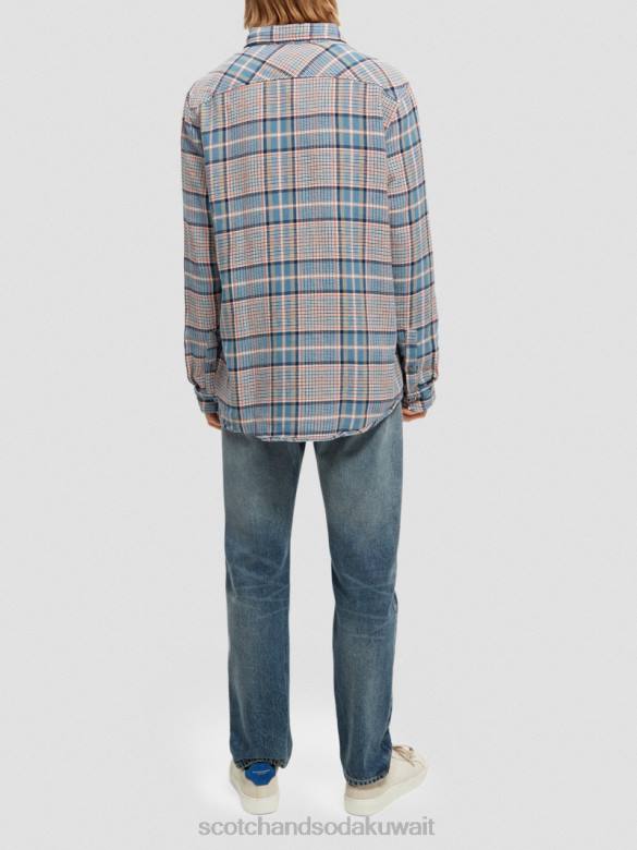 ملابس Scotch & Soda قميص من الفلانيل المصقول ذو المقاس العادي التحرير والسرد ب رجال N0V4336