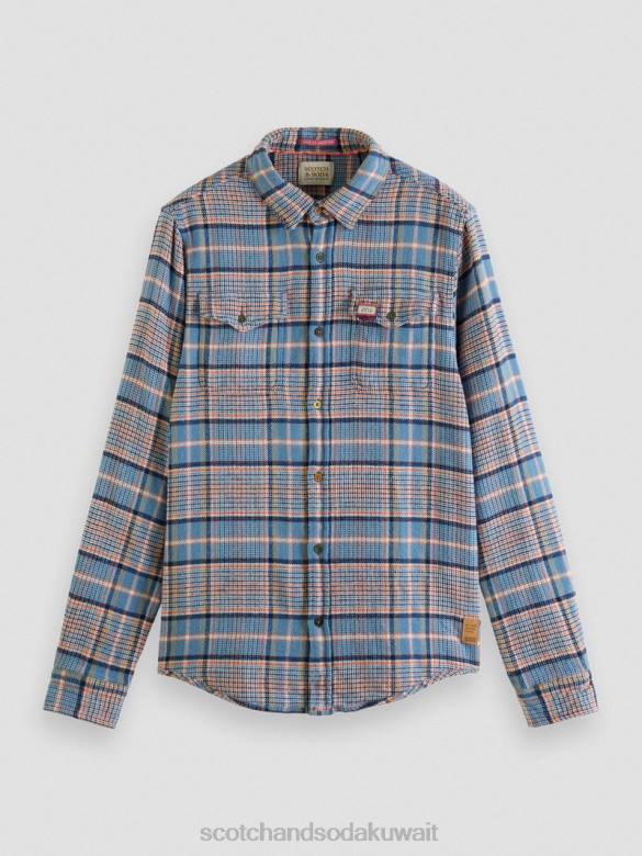 ملابس Scotch & Soda قميص من الفلانيل المصقول ذو المقاس العادي التحرير والسرد ب رجال N0V4336