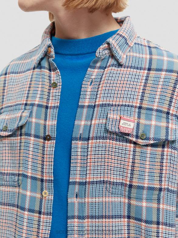 ملابس Scotch & Soda قميص من الفلانيل المصقول ذو المقاس العادي التحرير والسرد ب رجال N0V4336