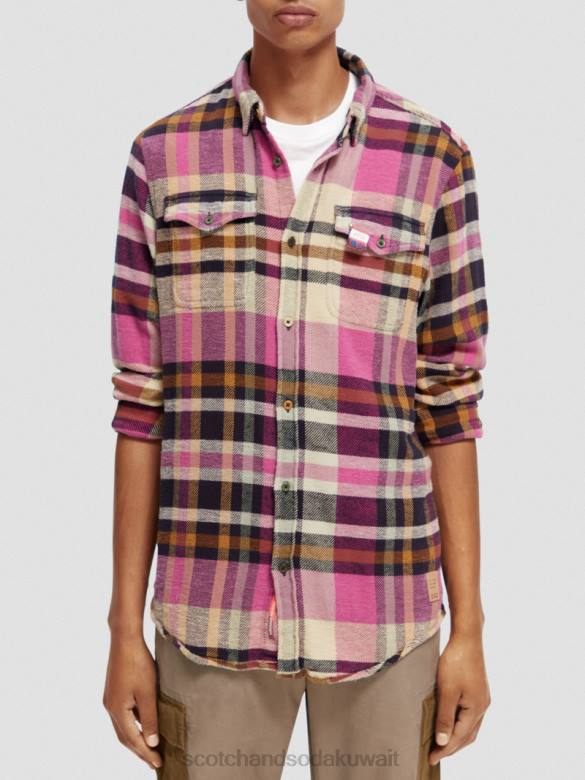 ملابس Scotch & Soda قميص من الفلانيل المصقول ذو المقاس العادي التحرير والسرد أ رجال N0V4337