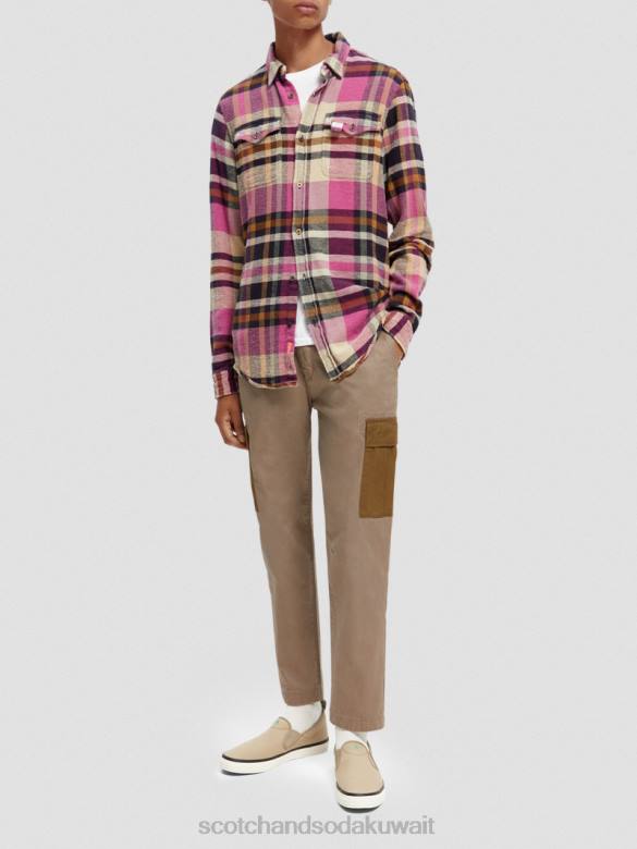 ملابس Scotch & Soda قميص من الفلانيل المصقول ذو المقاس العادي التحرير والسرد أ رجال N0V4337