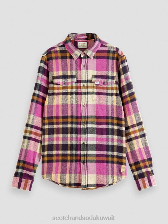 ملابس Scotch & Soda قميص من الفلانيل المصقول ذو المقاس العادي التحرير والسرد أ رجال N0V4337