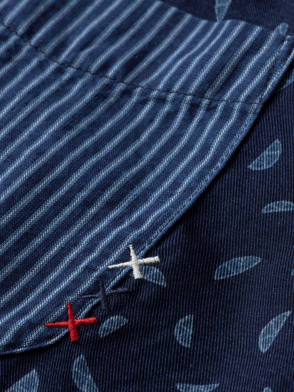 ملابس Scotch & Soda قميص المخيم المرقعة النيلي في كل مكان رجال N0V4343