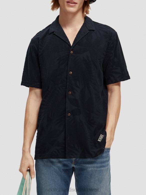 ملابس Scotch & Soda قميص مخيم جاكار مطبوع القوات البحرية رجال N0V4345