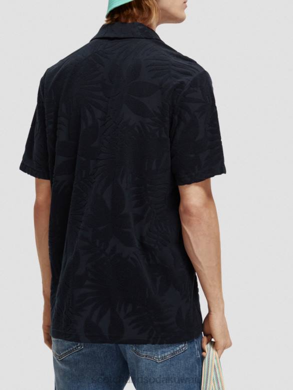 ملابس Scotch & Soda قميص مخيم جاكار مطبوع القوات البحرية رجال N0V4345