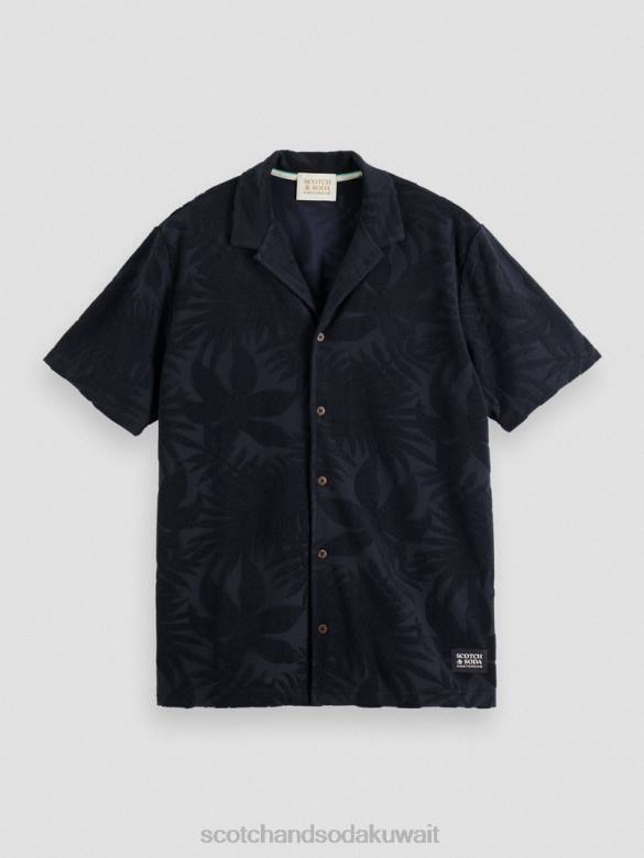 ملابس Scotch & Soda قميص مخيم جاكار مطبوع القوات البحرية رجال N0V4345