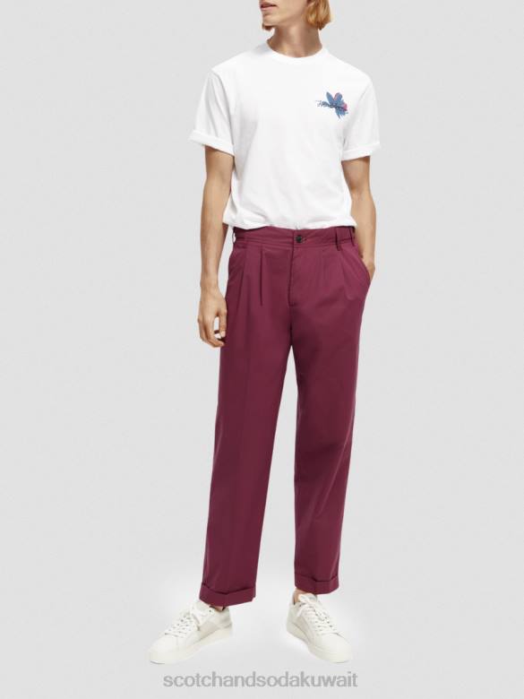 ملابس Scotch & Soda عمل فني من القطن العضوي تي شيرت أبيض رجال N0V4348