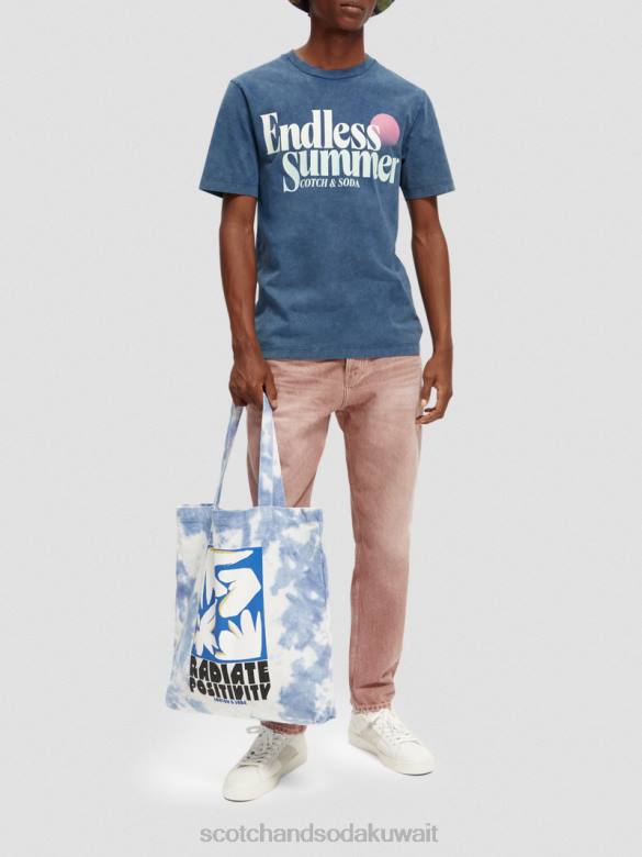 ملابس Scotch & Soda تي شيرت عمل فني مصبوغ مناسب بشكل عادي البحرية رجال N0V4354