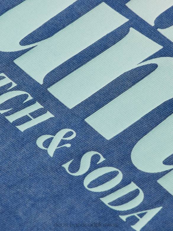 ملابس Scotch & Soda تي شيرت عمل فني مصبوغ مناسب بشكل عادي البحرية رجال N0V4354