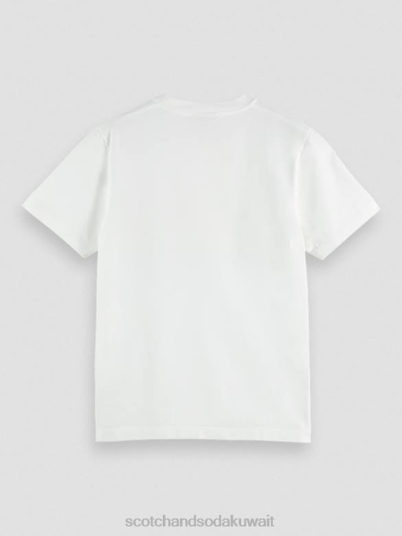 ملابس Scotch & Soda تي شيرت عمل فني مصبوغ مناسب بشكل عادي أبيض رجال N0V4355