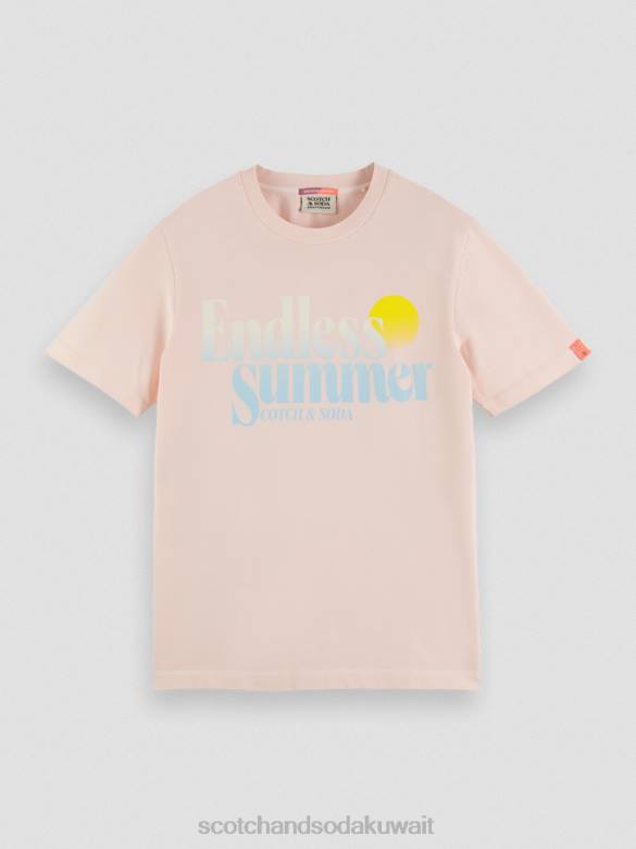 ملابس Scotch & Soda تي شيرت عمل فني مصبوغ مناسب بشكل عادي وَردَة رجال N0V4356