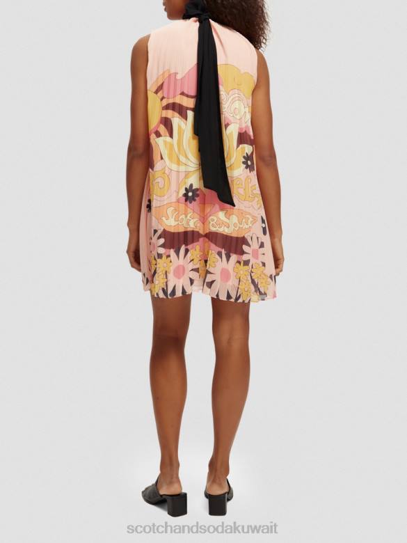 ملابس Scotch & Soda فستان ميني مطوي استحى الخوخ نحيف N0V435