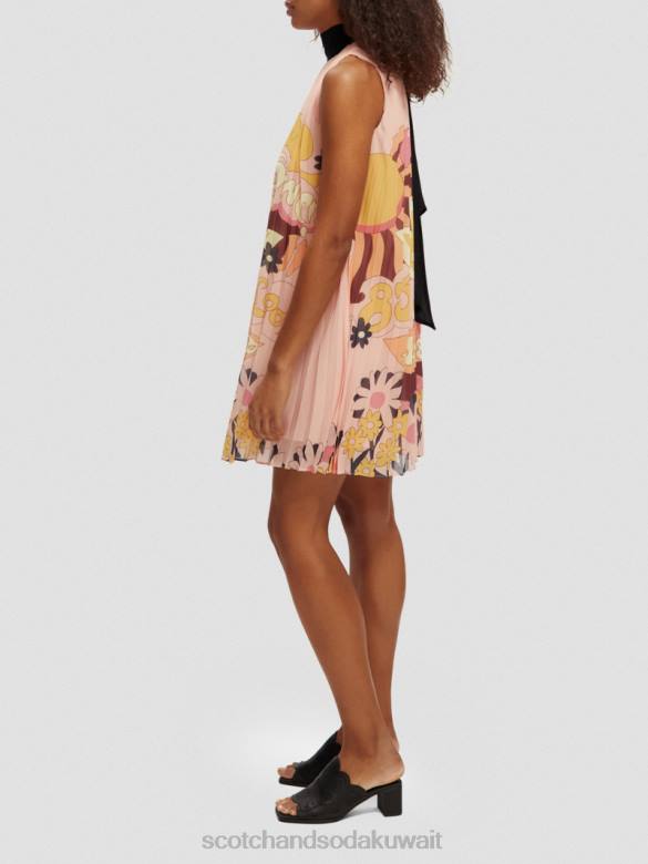 ملابس Scotch & Soda فستان ميني مطوي استحى الخوخ نحيف N0V435